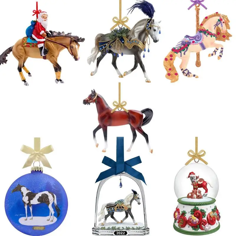 2D Acrylic Horse Christmas Ornaments Hanging Crafts Christmas Tree Horse Pendant Ornaments Party Supplies 2024 Xmas Navidad