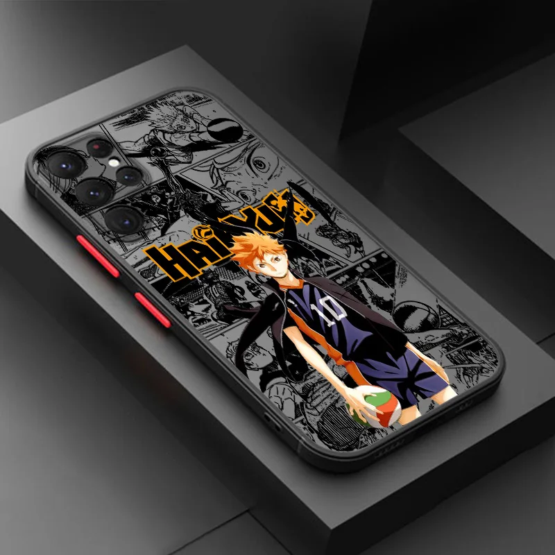 

Cartoon Anime Haikyuu Phone Case For Samsung Note 9 10 20 M10 20 22 31 30S 62 32 33 53 52 51 23 40S 60S Frosted Translucent Soft