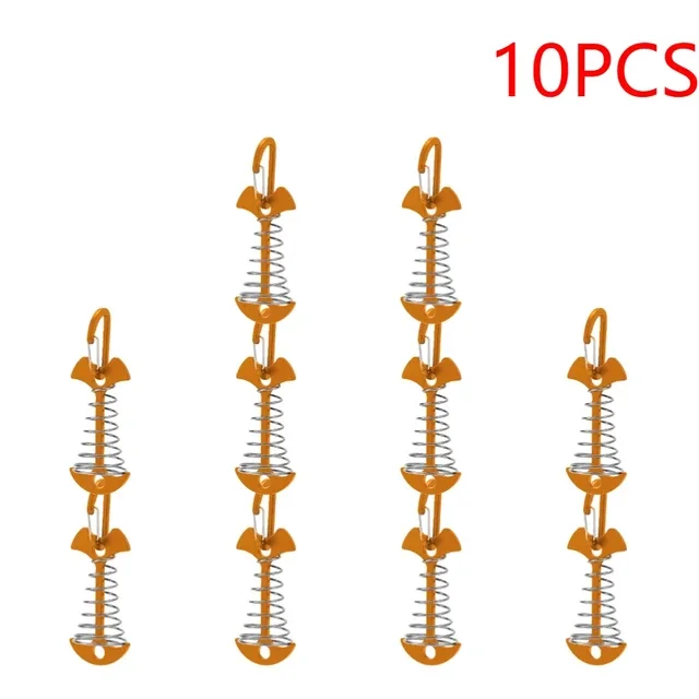 NONE 10 stücke Deck Ankers tifte wind dichtes Aluminium Deck binden Feder Fishbone Zelt Anker Zelts eil Spanner Guyline Cord Adjuster 7