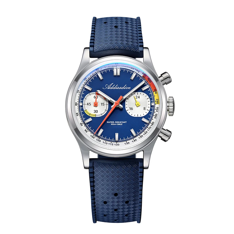 Addiesdive Nieuwe Mannen Horloge 38 Mm VK64 Chronograaf Fluororubber Luxe Koepelvormig Glas BGW9 Lichtgevende 100M Waterdicht Quartz Horloge