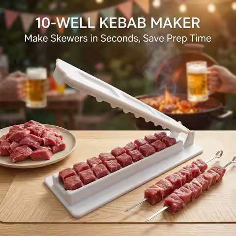 Kitchen Gadget Plastic Barbecue Skewer Machine - Easy Operation Reusable Kebab Maker for Effortless Camping