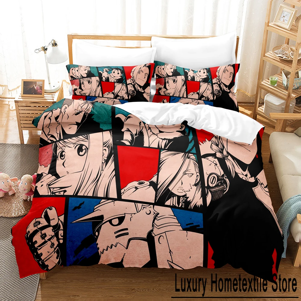 

3D FULLMETAL ALCHEMIST 2/3pcsBedding Sets Duvet Cover Set With Pillowcase Twin Full Queen King Bedclothes Bed Linen Home textile