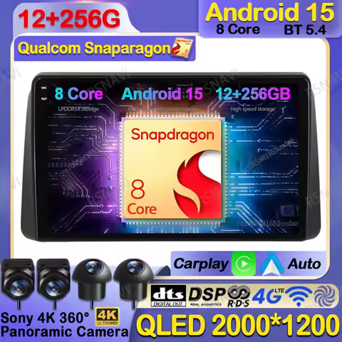 Car Radio Android 15 For Chrysler Grand Voyager 5 2011 - 2015 For Dodge Grand Caravan 2008-2020 BT DVD Qualcomm DSP Navigation