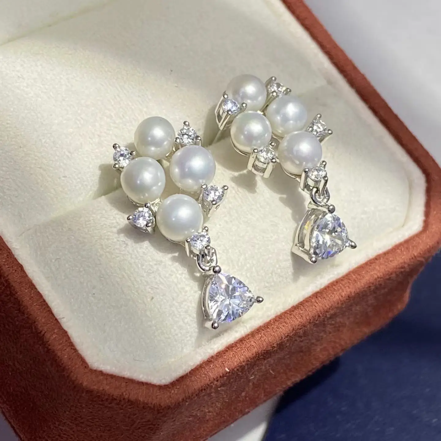 

S925 Sterling Silver Earrings Mount Findings Settings Base Mounting Parts Accessory Fittings for 4-5mm Pearls