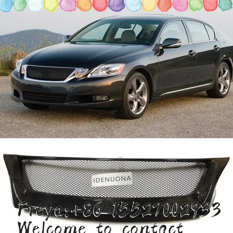 Real Carbon Fiber/Fiberglass Upper Bumper Hood Mesh Grid Front Grille Racing Grills For GS GS350 GS450h GS460 2008-2011