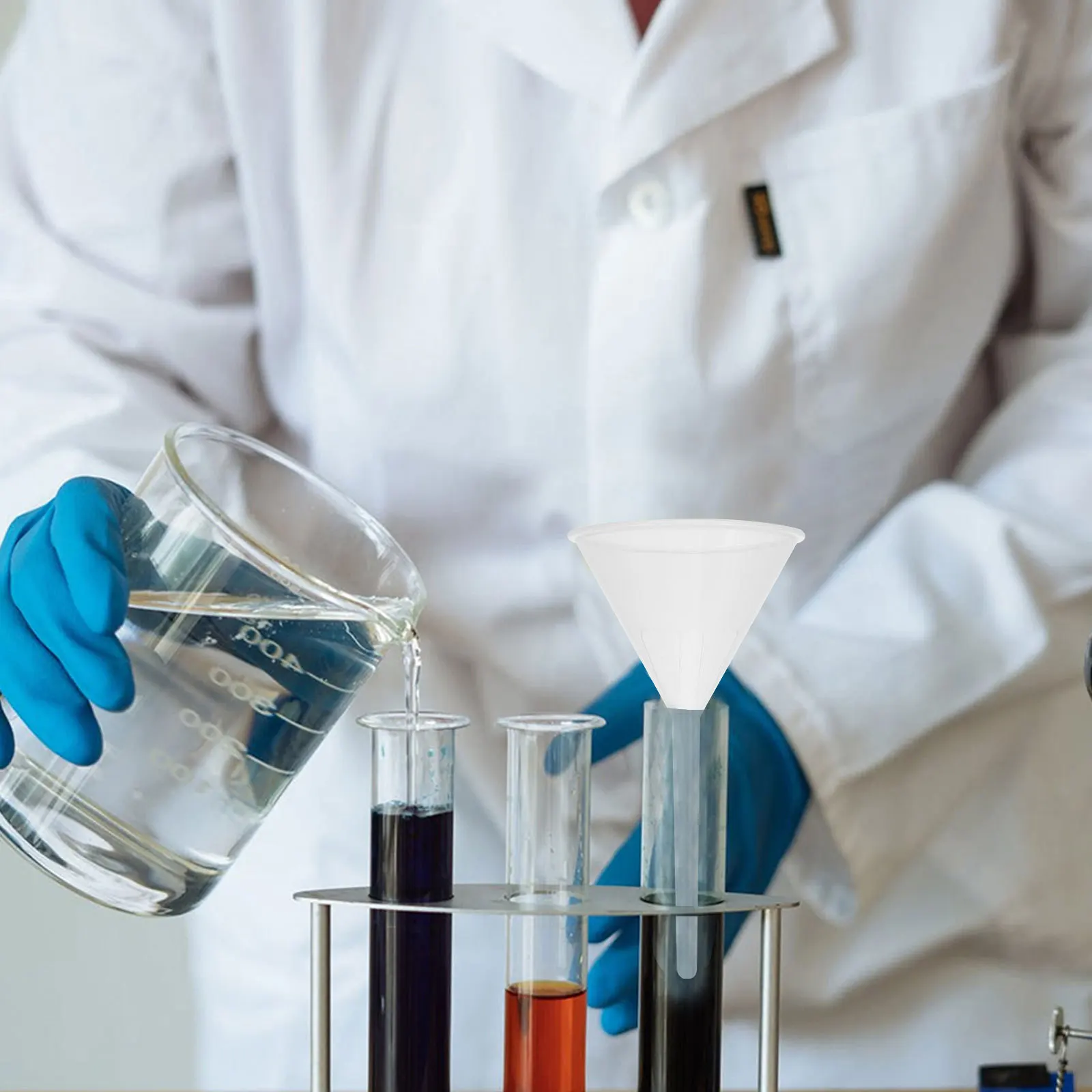 

10Pcs Acid Resistant Transparent Triangle Funnel Professional Plastic Lab Funnels for School Experiments Liquid Transfer