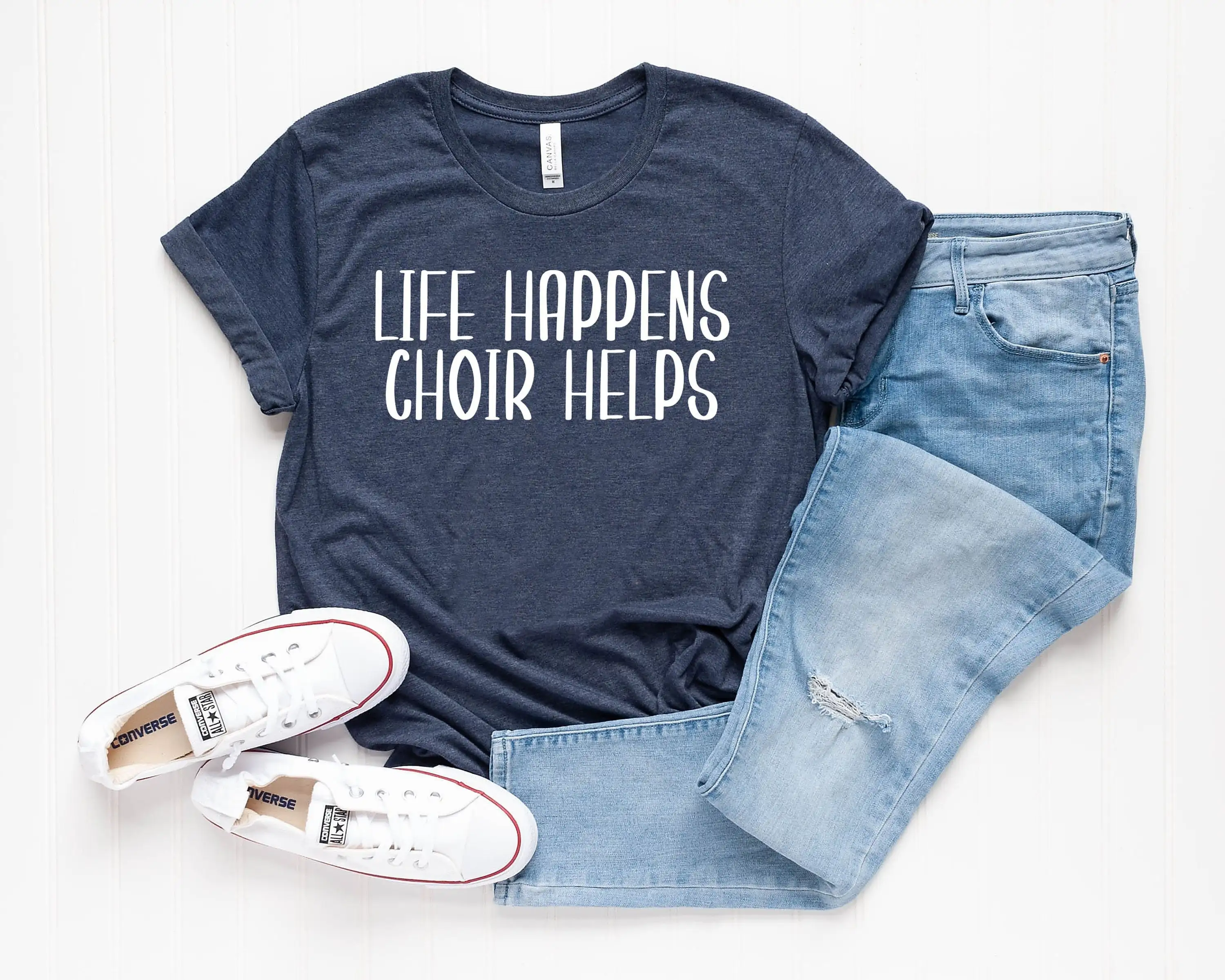 Life happens choir helps singer shirt member gift church funny singing tee music teacher