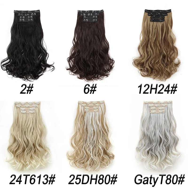 16Inch 4pcs/set Synthetic Short Wavy Curly Hair Extensions for Women Full Head Clip On Hair for Daily Party Fashion Hairstyle