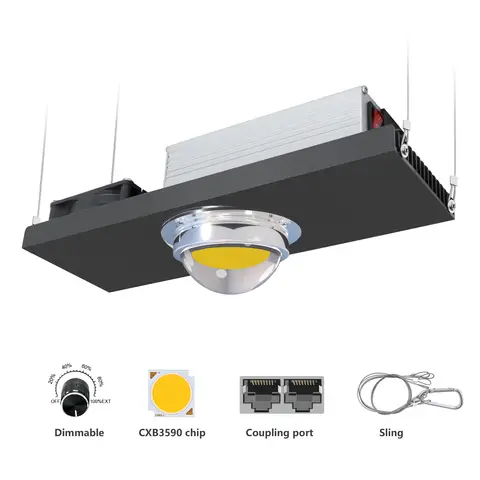 조도 조절 COB LED 성장 조명, 실내 온실 식물 성장 램프, 햇빛과 같은 선풍기, 전체 스펙트럼, CXB3590, 100W