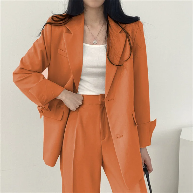 Printemps automne 2025 femmes Faion décontracté Jaets costumes coupe droite Polyester usage quotidien mince Long Sve couleur Pure