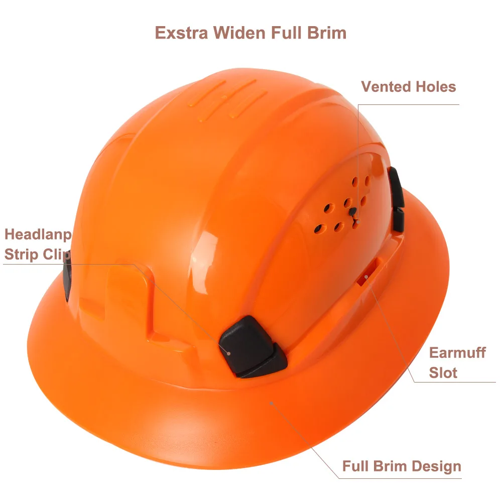 Full Brim Safety Helmet Lightweight Sunshade Breathable Work Protective Rescue Cap CE ANSI Construction Hard Hat Head Protection