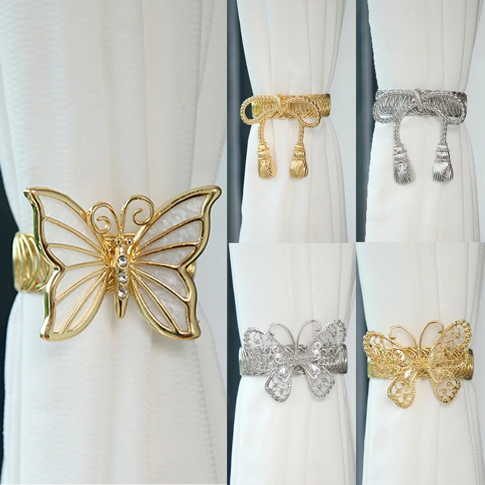 Butterfly Pearl Metal Curtain Buckle Home Decoration Curtain Clips Bedroom Fashion Light Luxury Decor Automatic Tightening Clips