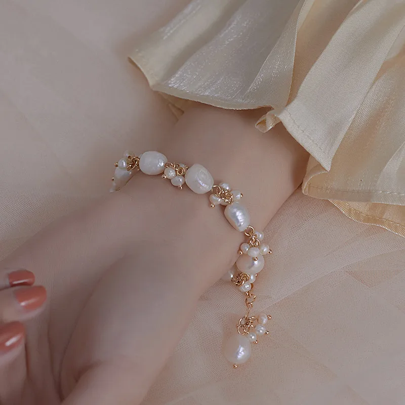 Best Sell 100% Natural Baroque Freshwater Pearl 14K Gold Filled Female Charm Bracelet Hand Jewellery Accessories