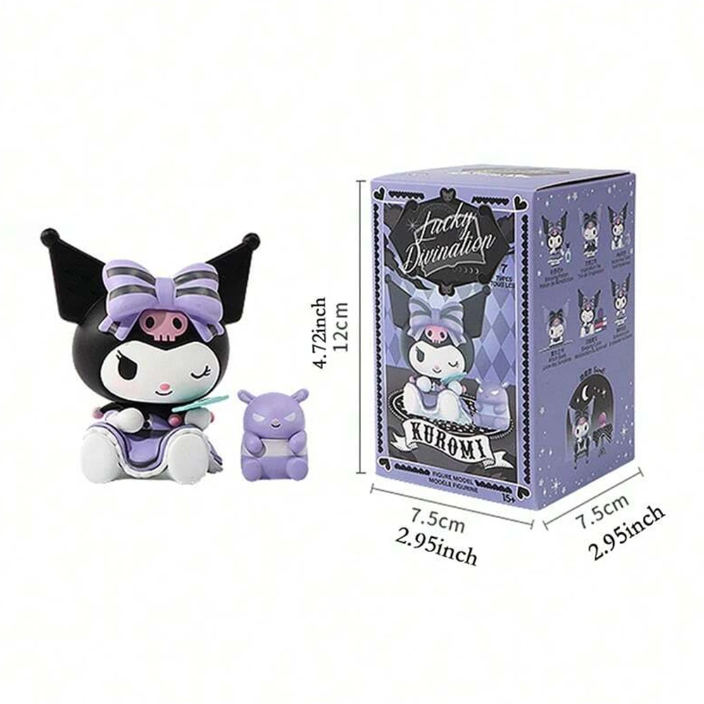 Miniso Sanrio Blind Box Kuromi Lucky Divination Action Doll Kawaii Anime Statua Decorazione Modello Ragazza carina Regalo di compleanno Casuale