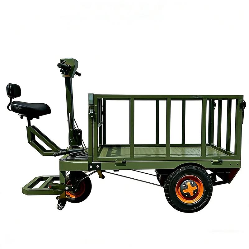 Motorized Wagon Heavy Duty All-Terrain Powered Platform Trolley 1000kg Capacity Warehouse Electric Flatbed Truck Transport Carts