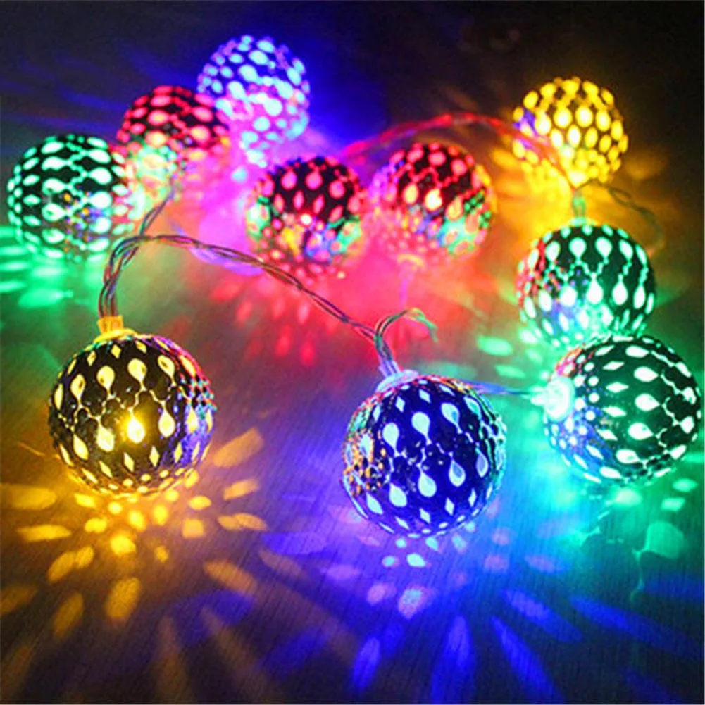 1PC Moroccan String Lights, 20 LED Golden Globe String Lights Battery Powered for Christmas, Home Decor (Not Included Battery)