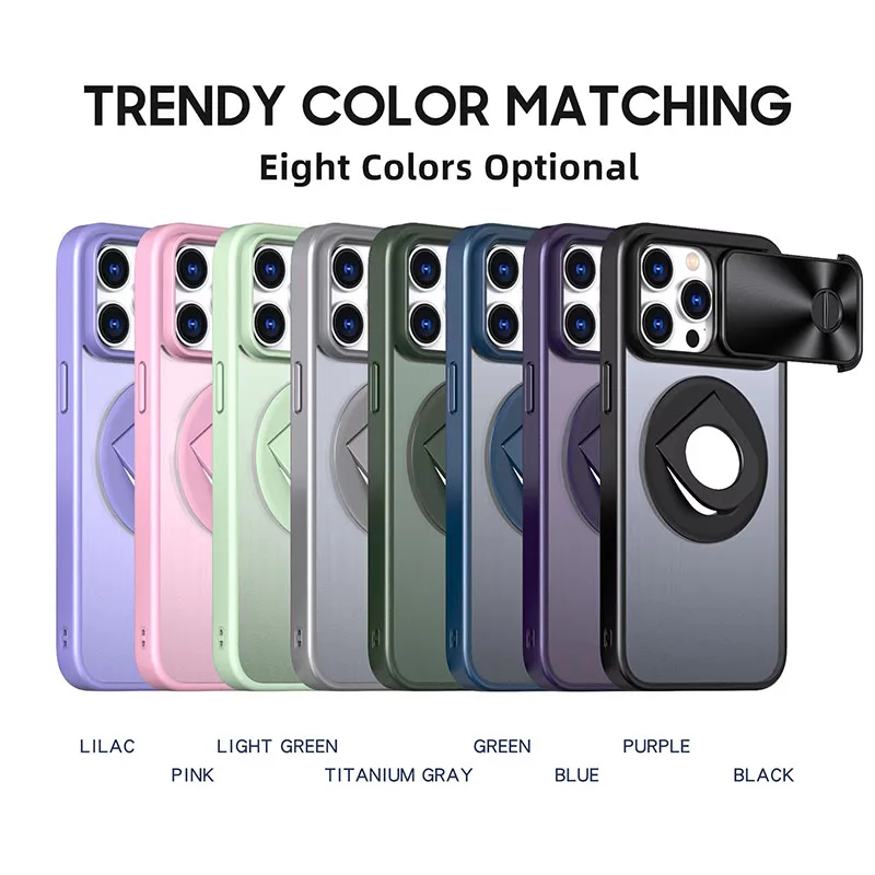 2024Magnetic Mobile Phone Case with Ring Stand for iPhone 15 14 Pro Max Plus 13 12  Cases Cover with Lens Protector