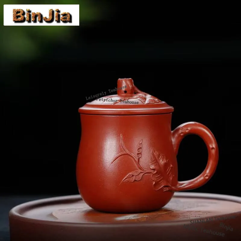 

200ml Authentic Yixing Purple Clay Office Water Cup Handmade Grape Vine Kettle Chinese Tea Brewing Kettle Raw Ore Zisha Tea Set