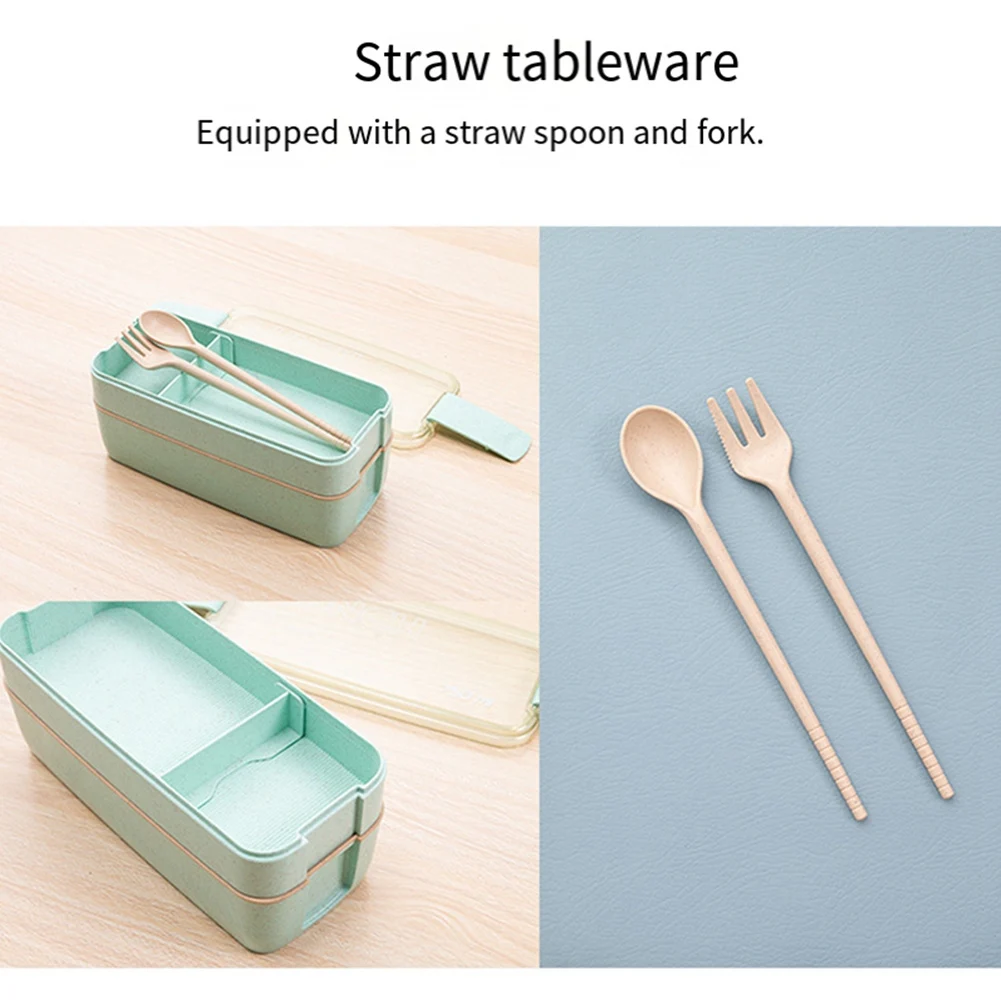 

Portable Bento Box, 3-Layers Lunch Box, 900ML Wheat Straw Dinnerware Food Storage Container Beige Easy To Use