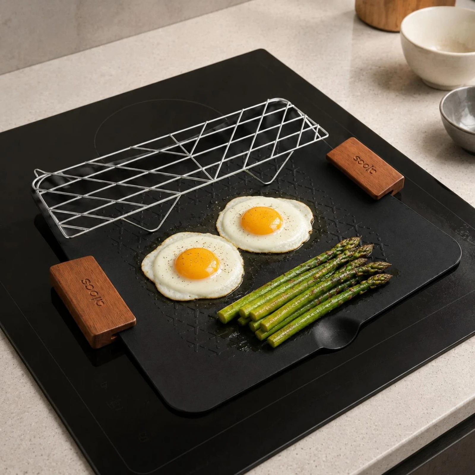 Camping Grill Pan Induction Ready Nonstick Grill Pan Cookware Easy to Clean Lightweight for Outdoor