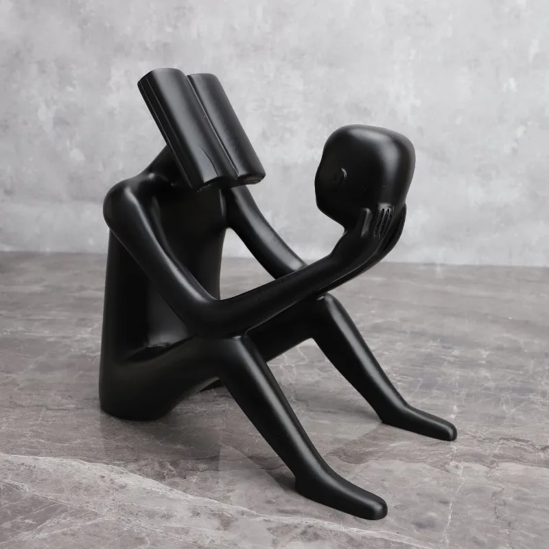 Reader Character Sculpture, Decorative Creative Character Resin Crafts Abstract Character Sculpture Desk Decoration