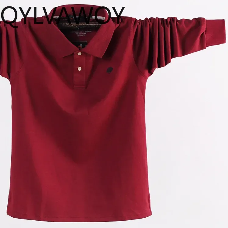 QYLVAWOY Men T-Shirt 2025 Spring Autumn New Casual Solid Shirts Long-sleeved T-shirt Plus Size Cloth for Men CottonTee Shirt Top