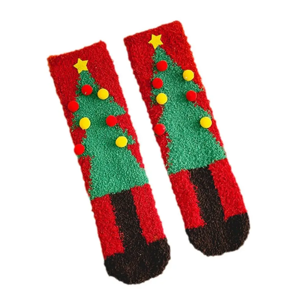 Santa Claus Coral Velvet Socks Comfortable Thickened Christmas Socks Soft Snowman Elk Middle Tube Socks Christmas Gifts