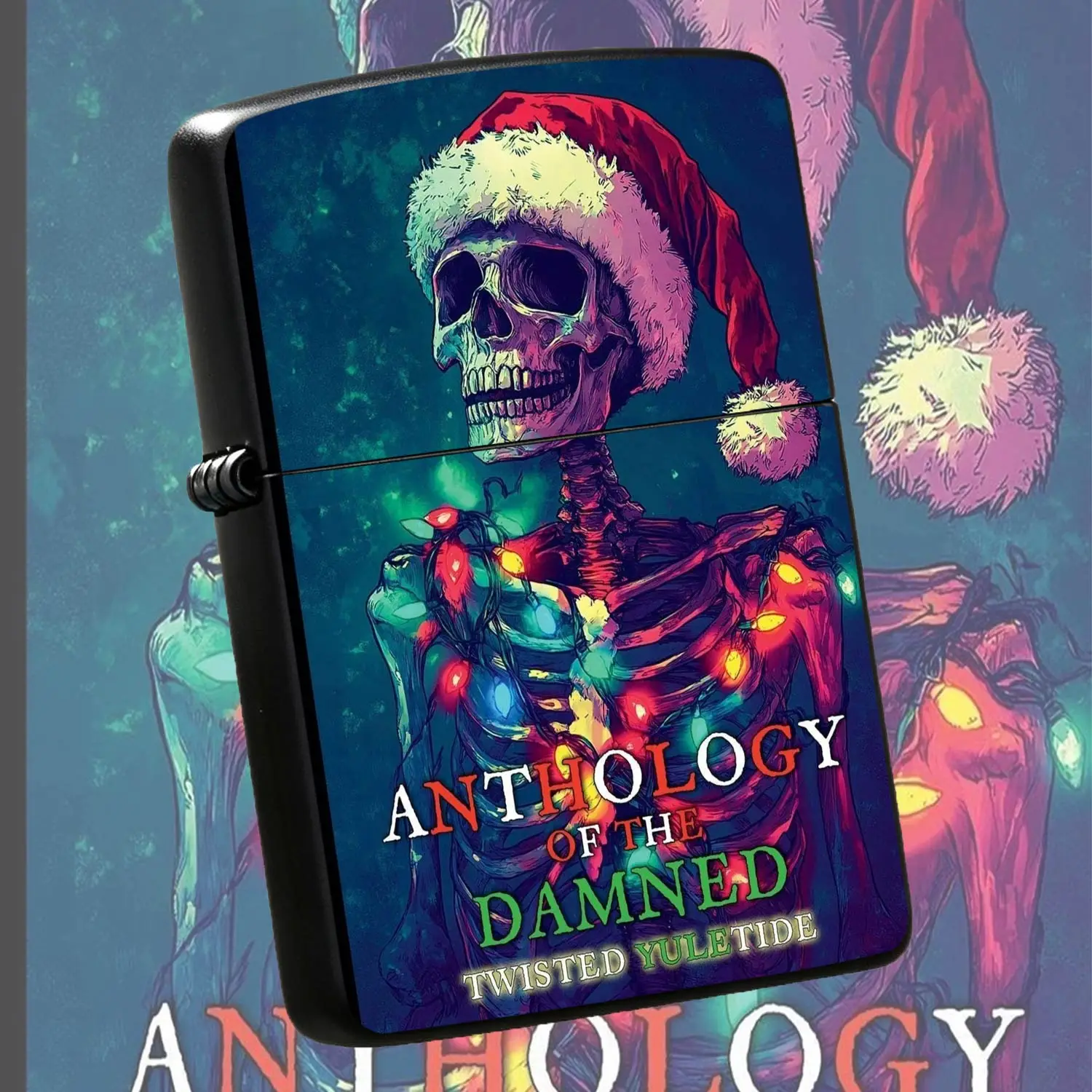 Creative Skeletonhat Themed Lighter, Twisted Yuletide Glowing Fairy Light Pattern Portable Lighter, Cool Spooky Christmas Decor Accessory For Indoor Outdoor Daily Use, Unique Novelty Holiday Gift For Frie A Humorous And Interesting Lighter