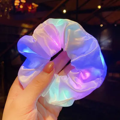 LED توهج في الظلام كبير السجق رباط شعر الفتيات ذيل حصان خوذة ليلة الطرف توهج في الظلام اكسسوارات للشعر