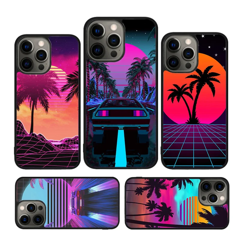 Synthwave Retro 80s Neon Phone Case Cover For iPhone 16 15 14 plus XS XR 11 12 mini 13 pro max coque Shell Fundas