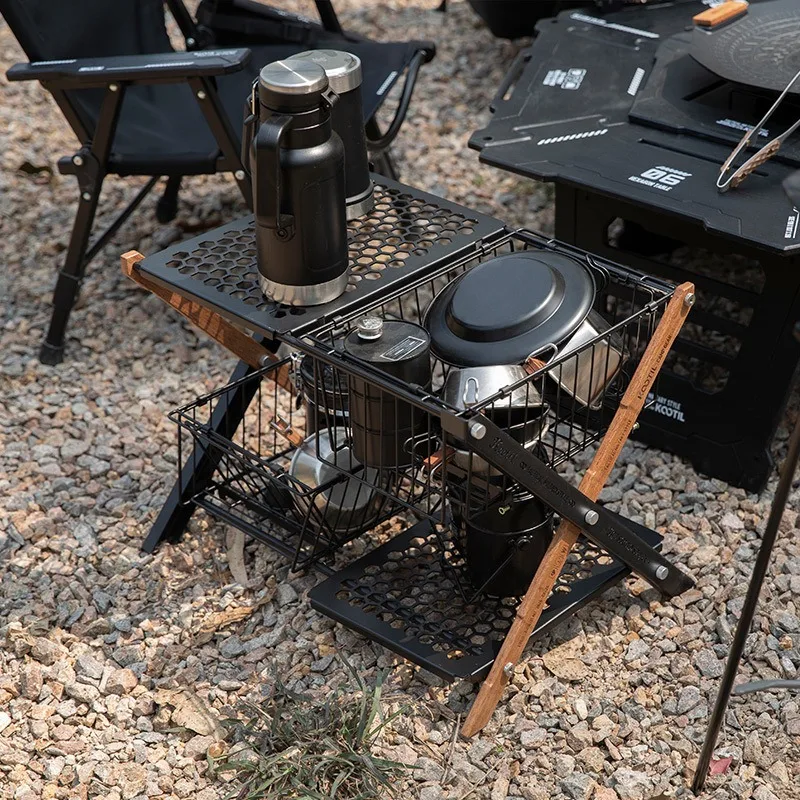 Cesta de Almacenamiento Plegable Portátil para Camping, Cesta Organizadora Multicapa, Accesorios de Mesa, Piezas para Cocinar al Aire Libre y Picnic