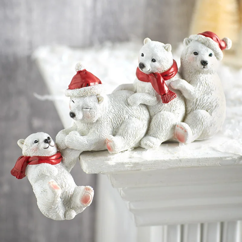 Independent Station Christmas Dwarf Old Man Lakeside Winter Polar Bear Black Bear Helping Hand Shelf Nanny Resin Desktop Ornamen