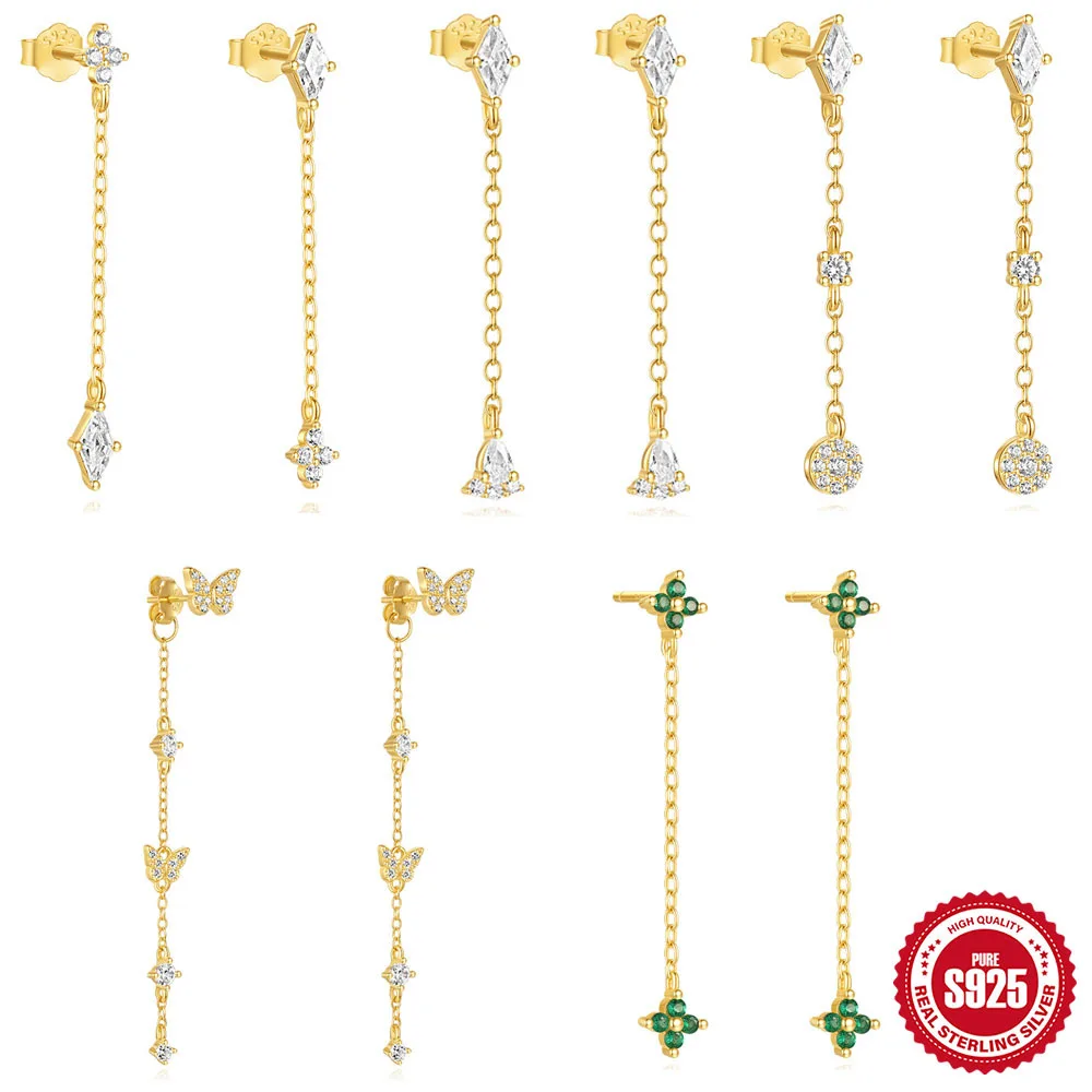 

Серьги-гвоздики из серебра S925 с зеленым синим Цирконом