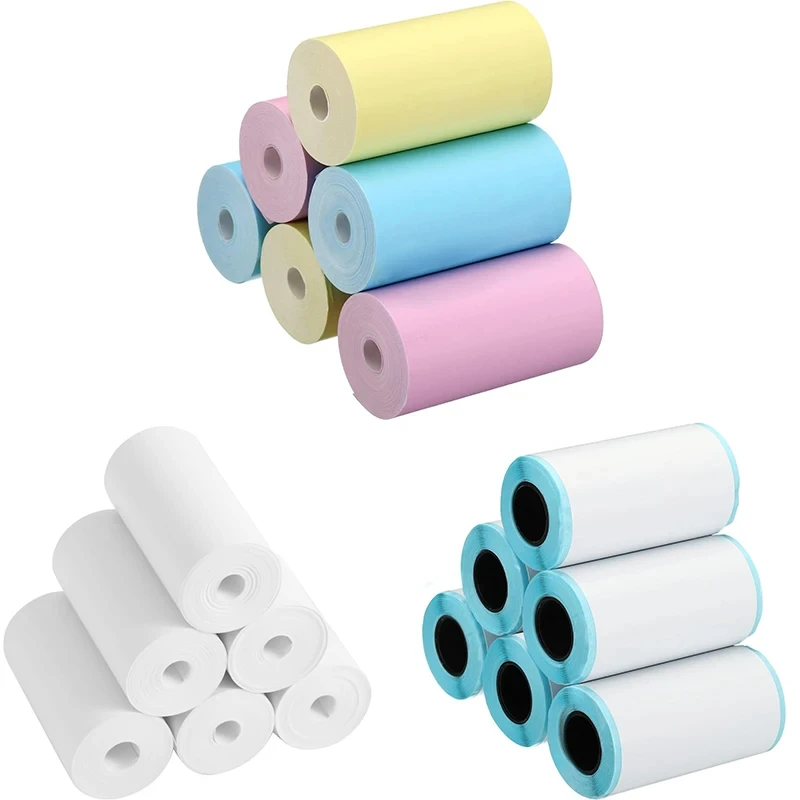 6 Rolls 57x30mm Self-Adhesive Sticker Camera Paper Refill Roll Thermal Paper for Mini Mobile Instant Camera Printer, White