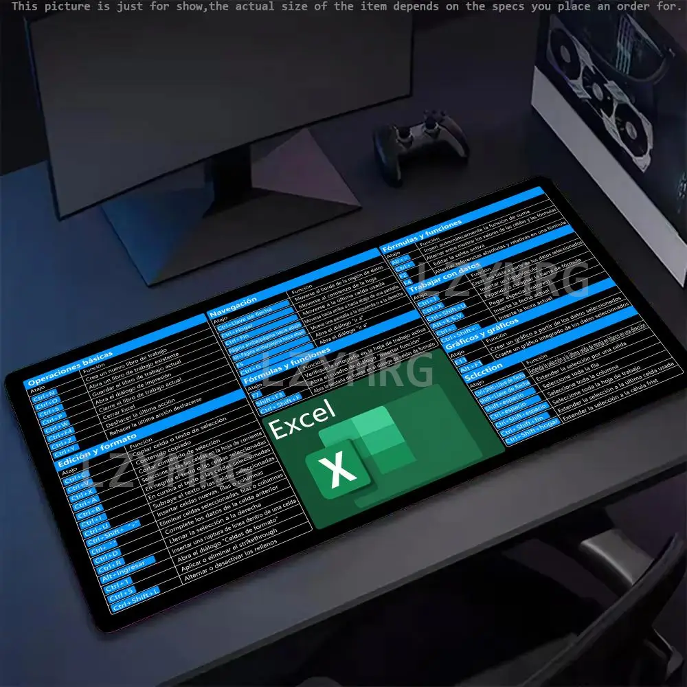 

Shortcut Excel HD Mouse Pad Large Rubber Base Non-slip PC Desk Accessories Mousepad for Office and Gamer Keyboard Mats Decor Mat