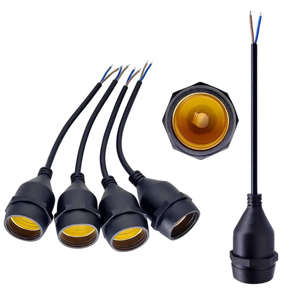 Universal E27 Lamp Holder Copper Screw Thread Waterproof Lamp Base Flame Retardant PVC Wire Decorative Lamp Holder Outdoor Use