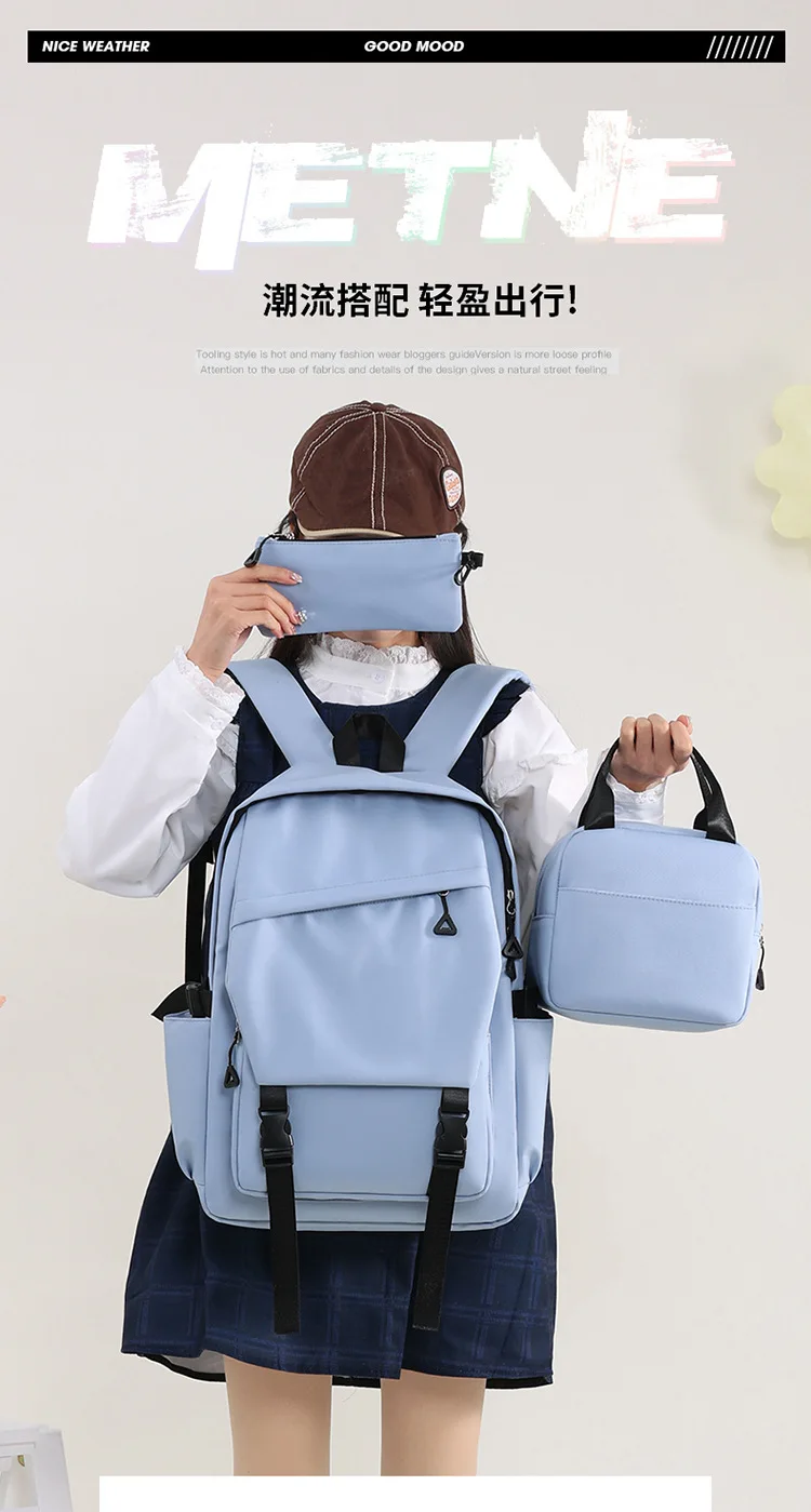 2025 new student 3pecs/set school bag Men's and women's Travel backpacks teenagers' college student school backpacks