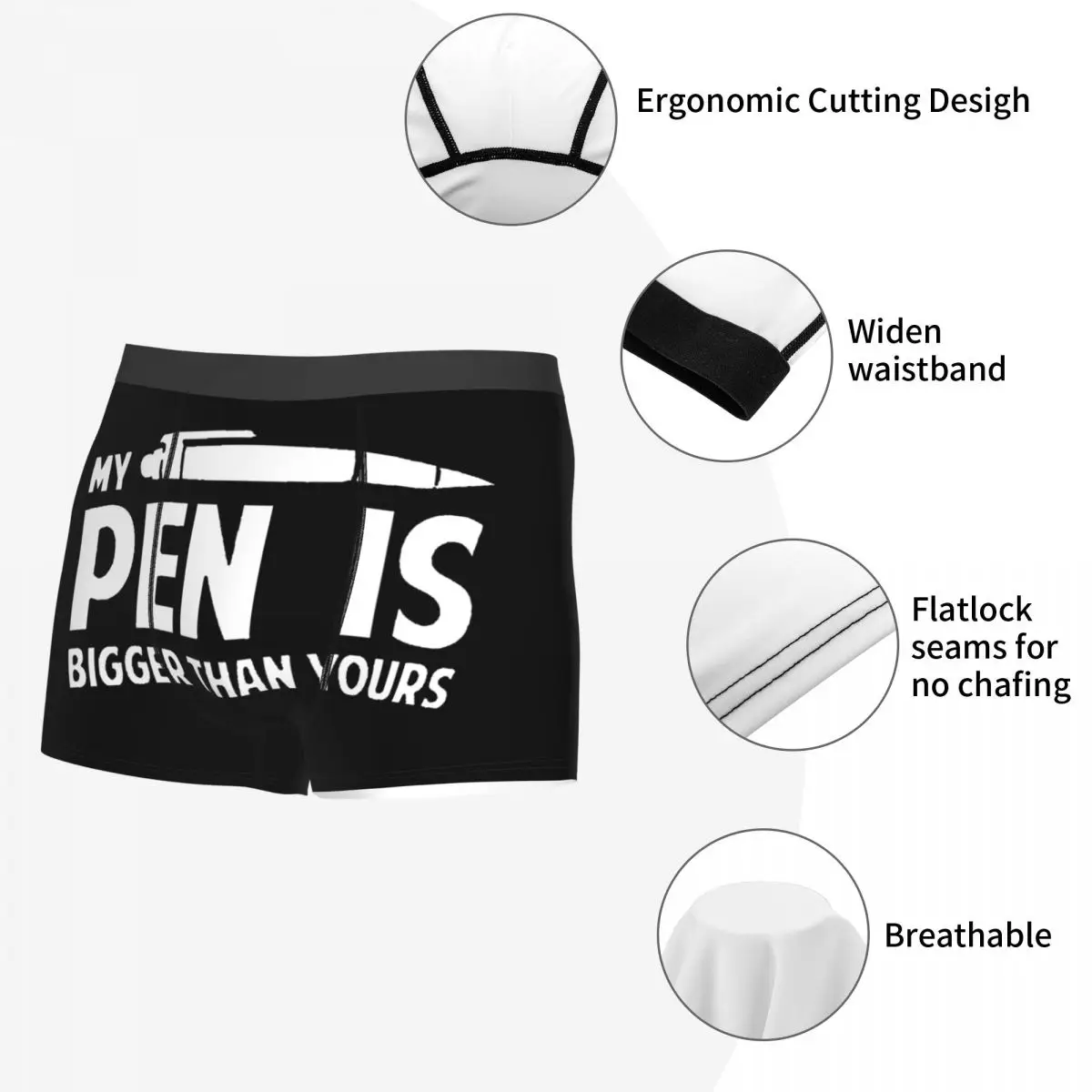 Sexy Boxer Shorts Panties Men My Pen Is Bigger Than Yours Underwear Mid Waist Underpants for Homme S-XXL