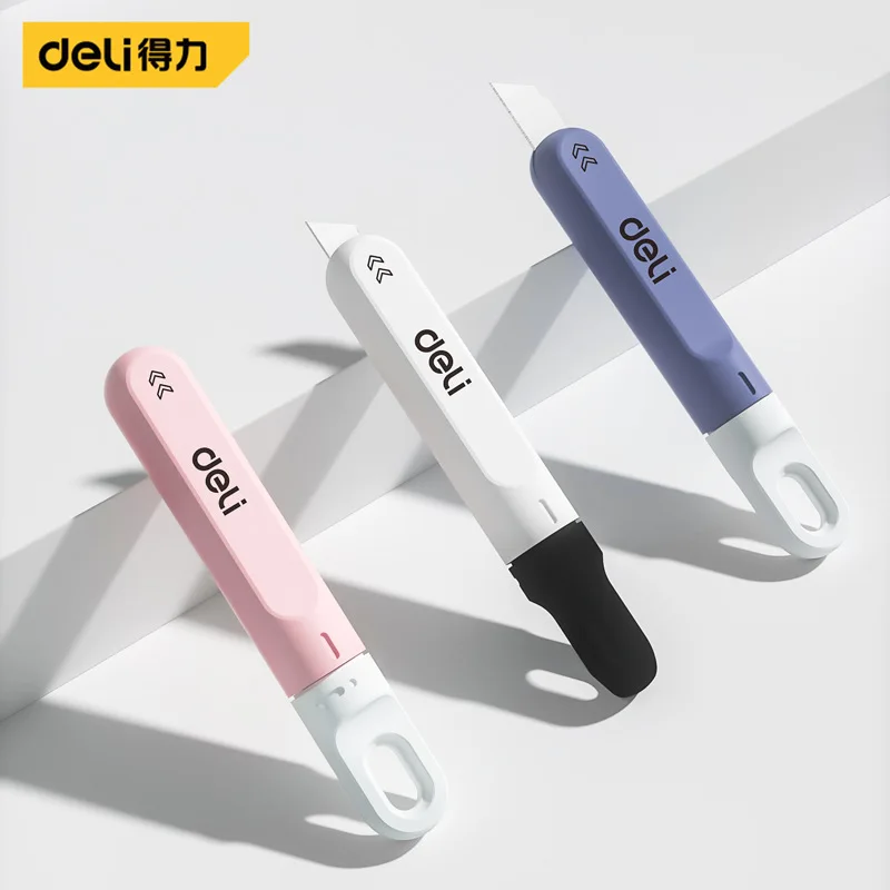 Deli Small Pocket Knife Rotating Retractable SK5 Blade, Mini Canivet Box Cutter Knife Art Household School Supplies Aesthetic