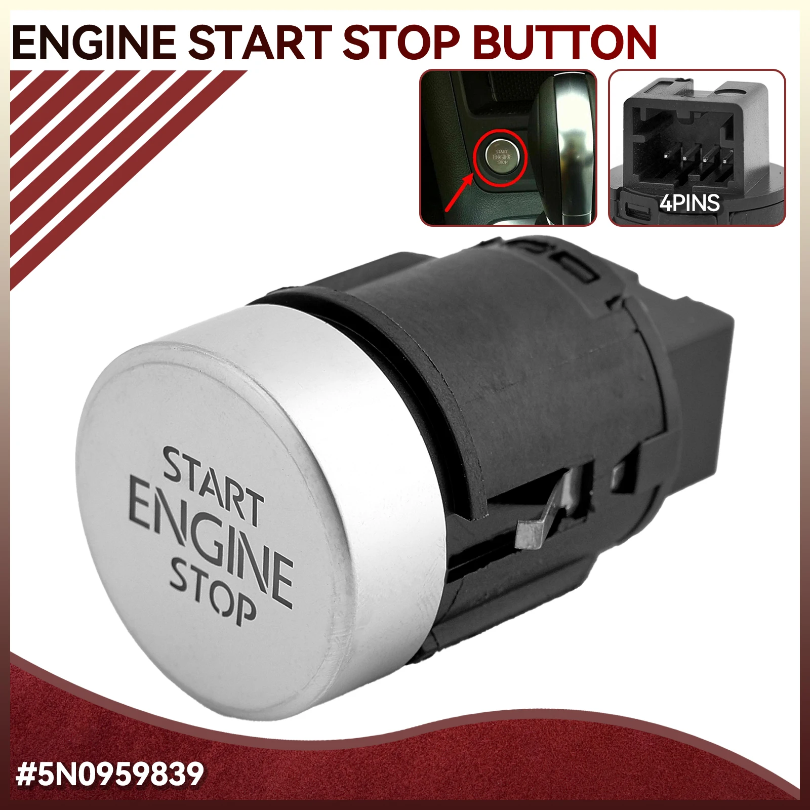 5N0959839 Automatic Engine Start Stop Switch Button For VW Golf Plus Sharan TIguan Seat Alhambra 2008-2021 5N0959839A 5N0959839B