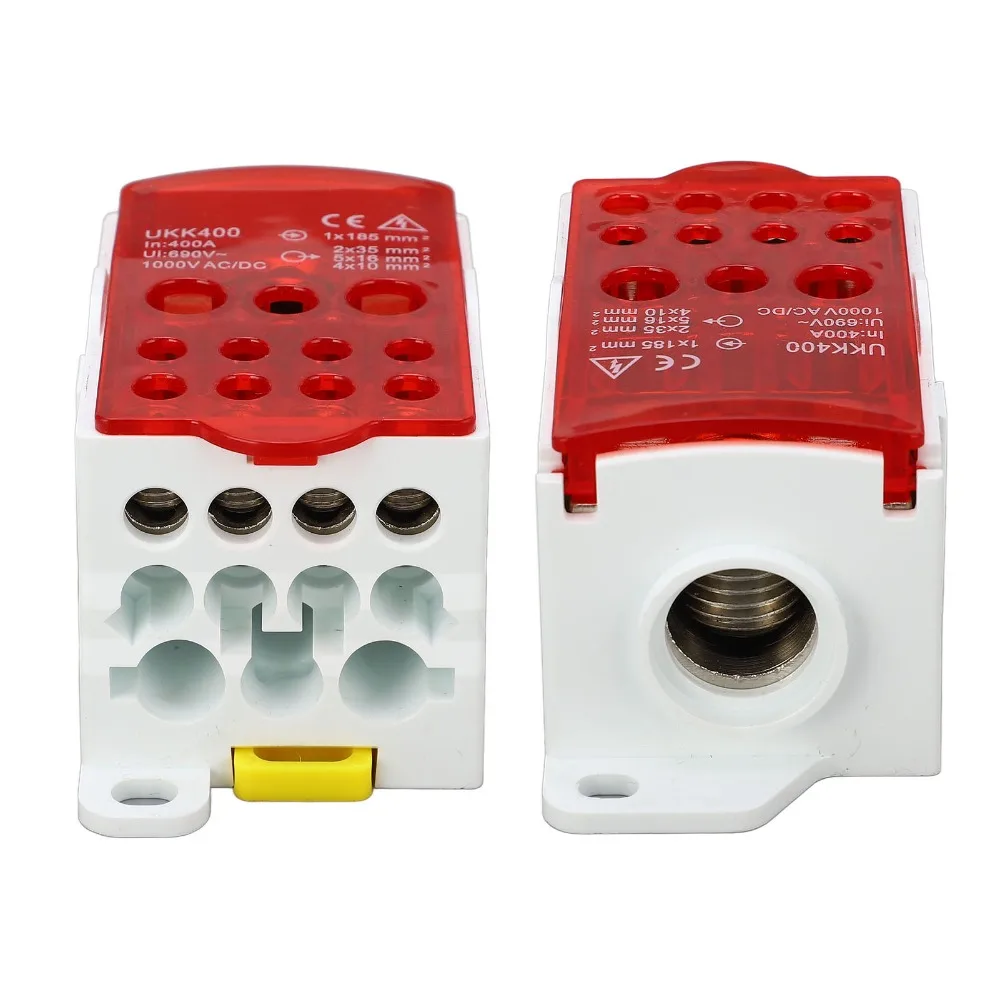 690V Terminal Block Junction Box 400A Red Blue Yellow Green DIN Rail Distribution Box Main Line Junction Box