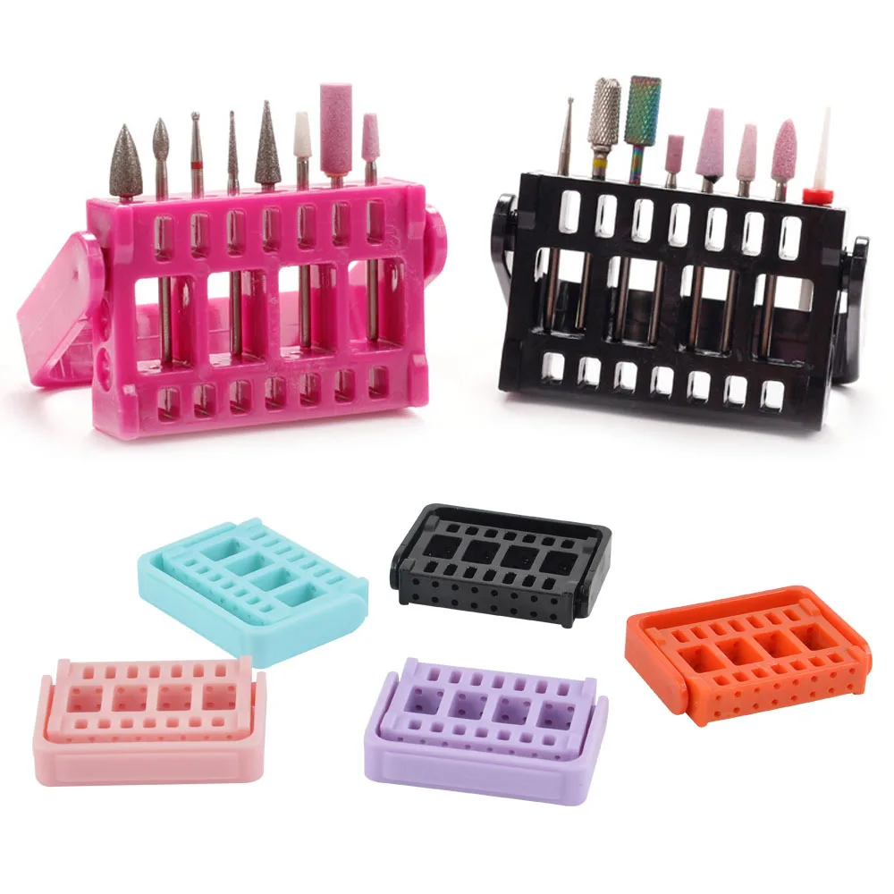 16 Slots Nail Drill Bit Holder Display Grinding Head Shelf Storage Box Manicure Cutters Display Organizer Containers Accessories