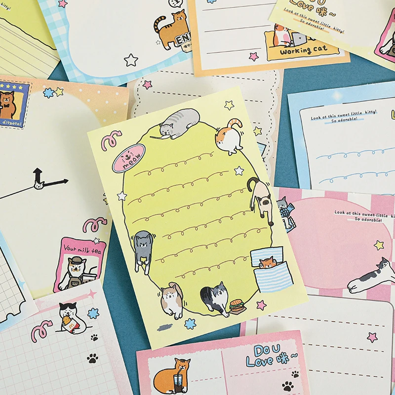 TIANZI Cat Styles 60 sheets Creative Korean Stationery Memo Pad Fresh Students Journal DIY Scrapbooking Paper Office supplies