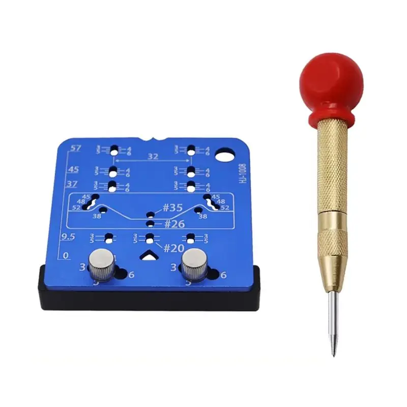 RALCA-Aluminium Alloy 35Mm Hinge Jig Door Cabinet Concealed Hinge Hole Template Jig Drill Guide Locator Tools With Punch