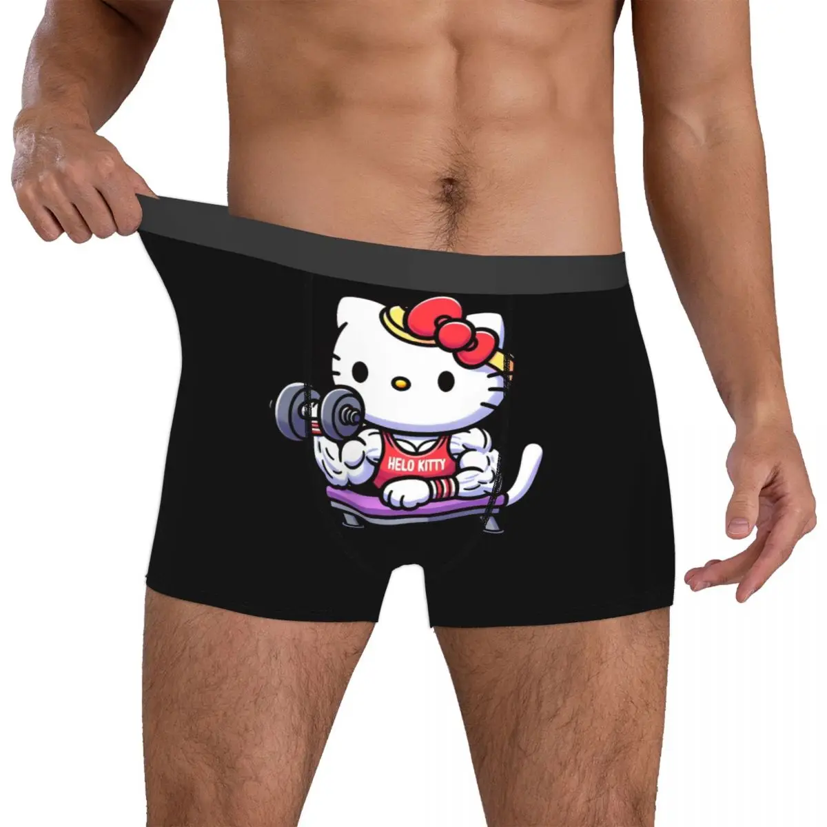 Hallo Kitty Training Muskel niedlich lustige Boxer Gag Mann Humor Unterwäsche Cartoon Quilt Unterhose bequeme Boxershorts Merch