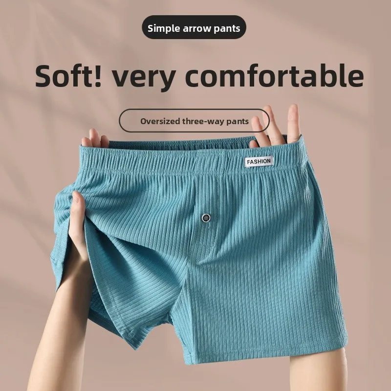 Threaded Arrow Men's Underwear: New Style Cotton Boxer Briefs for Men, Plus Size, Shorts, Breathable Loungewear, Loose Fit
