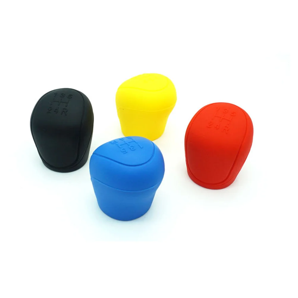 

2pcs Silicone Gear Knob Cover Black Oval Car Shifter Protector Dust Proof Comfortable Fit Shift Boot Car Interior Parts