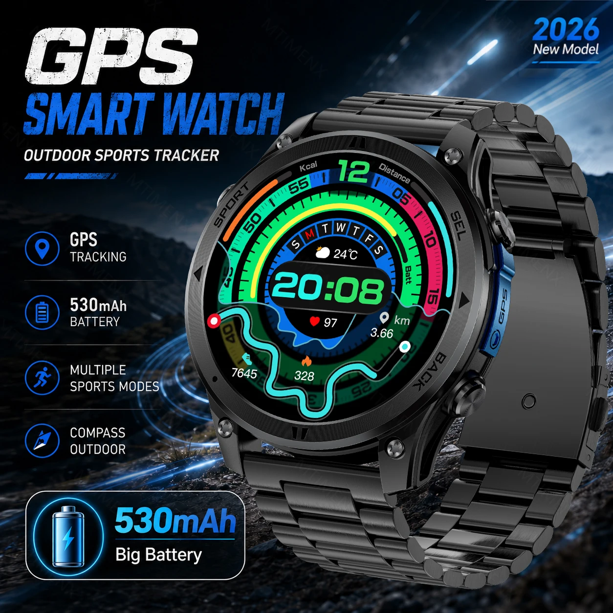 Smart Watch Men GPS Navigation Tracker Outdoor Fitness Watch IP68 Waterproof Bluetooth Calling Sports Smartwatch local shipping
