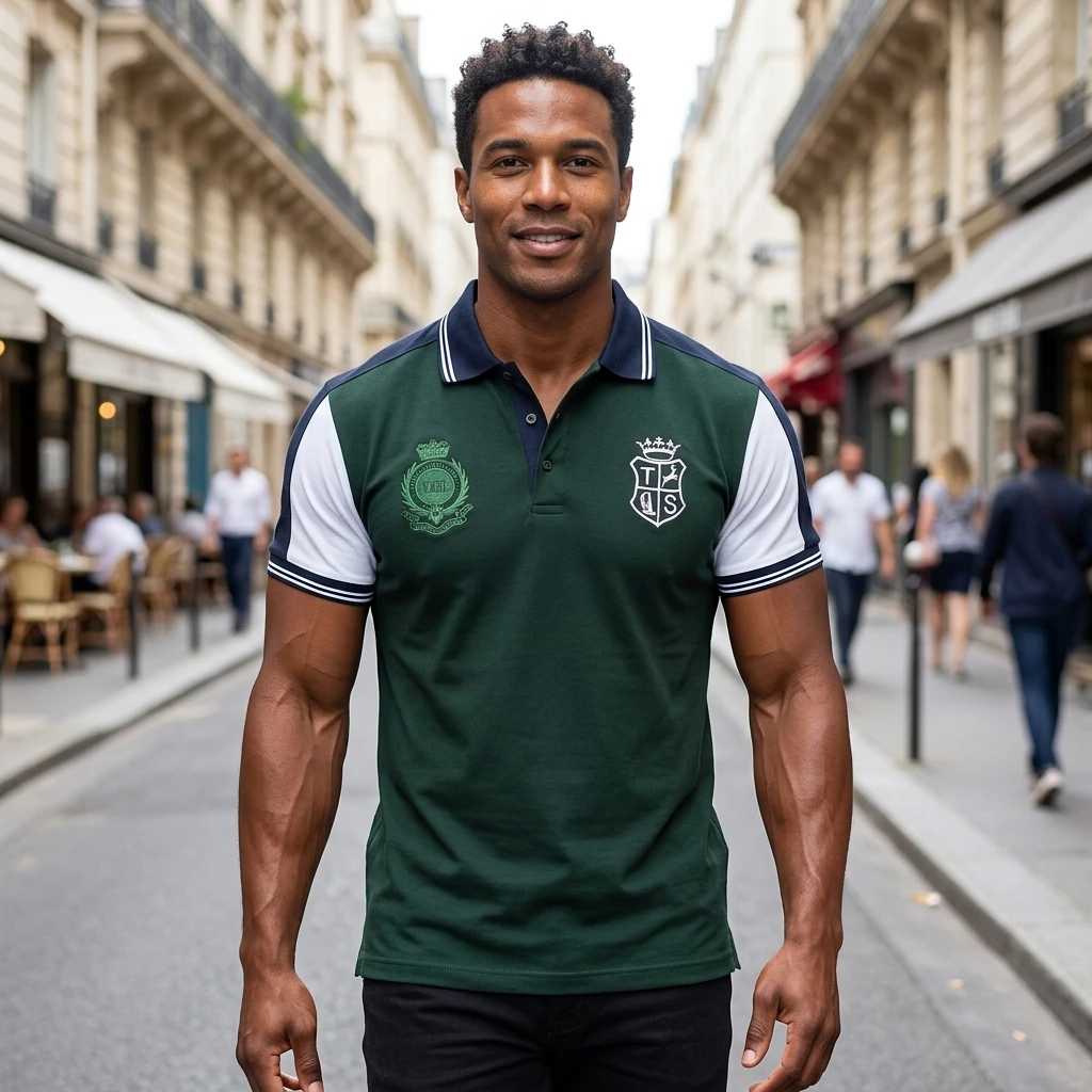 New Men's Polo Shirt Classic Green Brand Embroidery Men Clothing High Quality Cotton Short-sleeved Loose Golf Collar T-shirt
