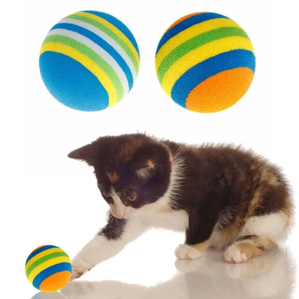 Colorful Rainbow Ball Bite Resistant Cat Dog Chew Ball Home Indoor Pet Self Happy Toy Release Pressure Accessories